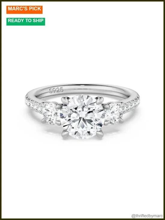 2.6ct Moissanite Engagement Ring 925 Sterling Silver Wedding Anniversary