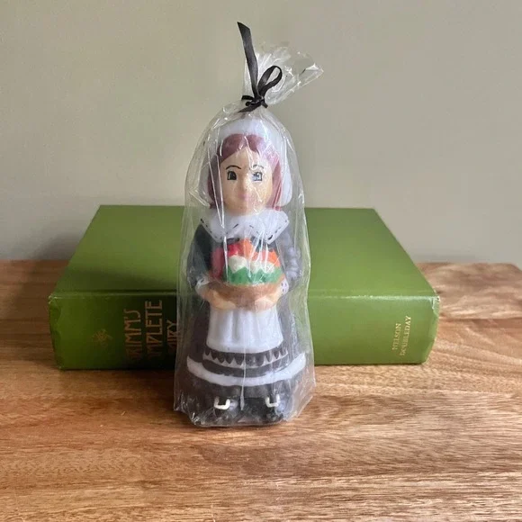 Vintage Pilgrim Girl Candle Kmart Wax Thanksgiving New Old Stock Retro Americana