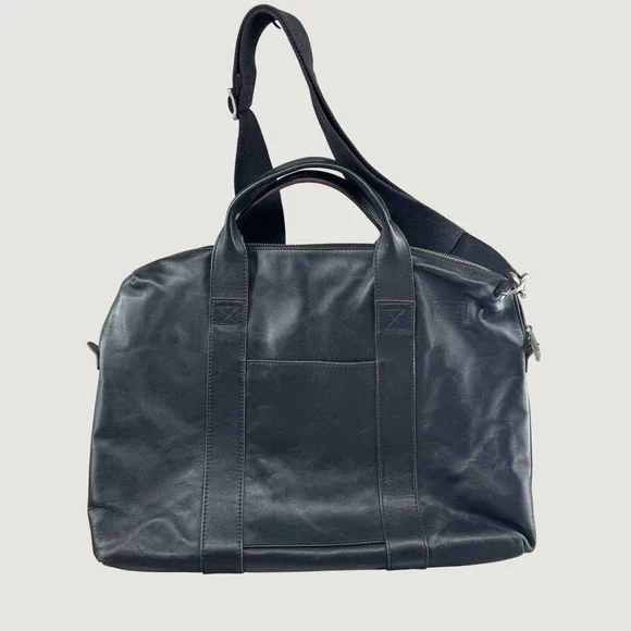 Jack Spade Warren Street Leather Briefcase Laptop Messenger Bag Black Crossbody
