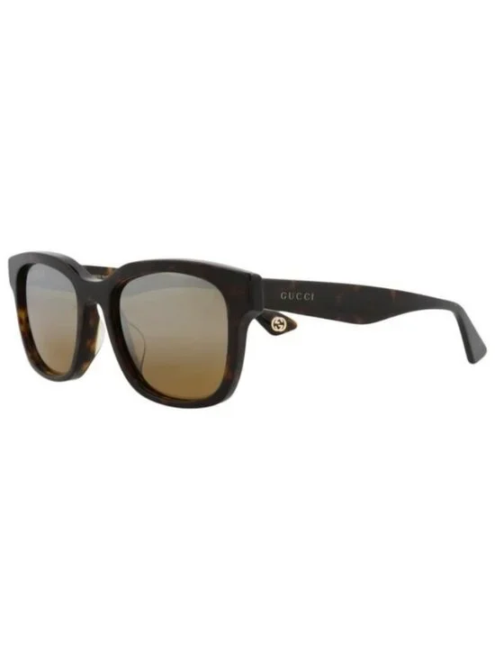 New Gucci Mens Square/Rectangle Havana Havana Silver Fashion Designer Sunglasses