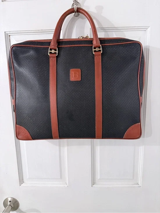 Bally Black Briefcase with Brown Leather Trim