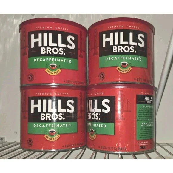 Hills Bros. Decaffeinated Ground Coffee Premium 23 Ounce Per Can (4 Cans Total )