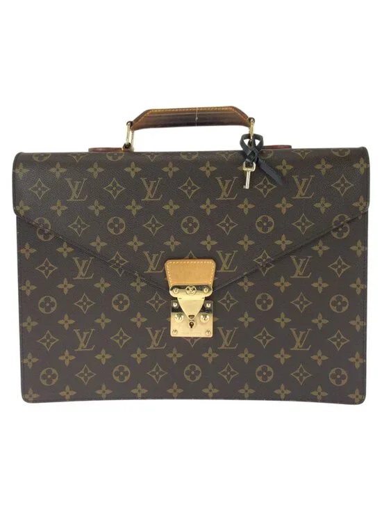 Louis Vuitton Monogram Serviette Conseil Brown Gold Leather Business Bag