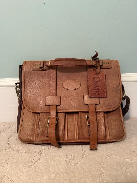 Vintage Orvis Bullhide Leather Expandable Briefcase – 3 Gusset