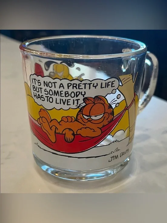 Vintage Garfield Glass Mug
