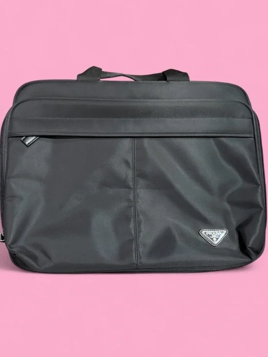 Prada Black Nylon Laptop Briefcase Business Bag w/ Strap & Sleeve