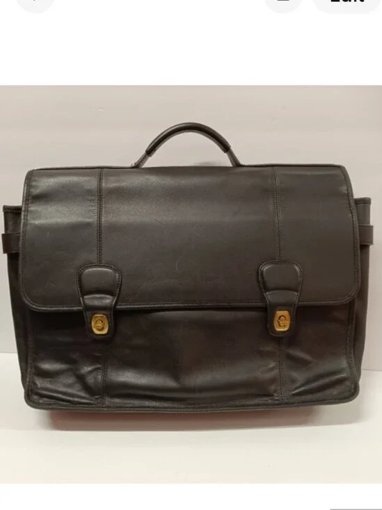 Coach Men's Smooth Black Genuine Leather Briefcase