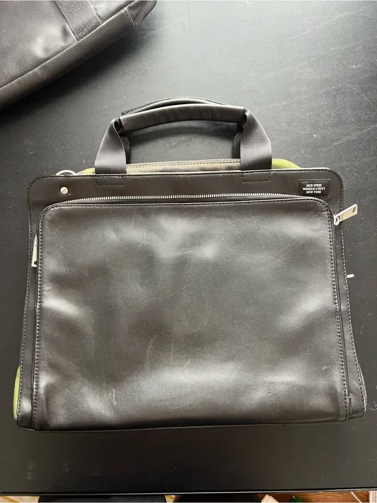 Jack Spade Leather and Camo Canvas Briefcase