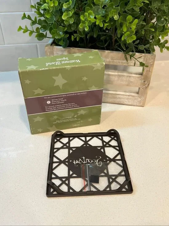 Scentsy Authentic Warmer Stand Square Brown Metal Rustic Country Pedestal NIB