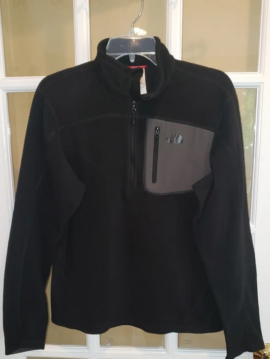 The North Face Black and Gray Fleece 1/4 Zip Sweatshirt Size: S