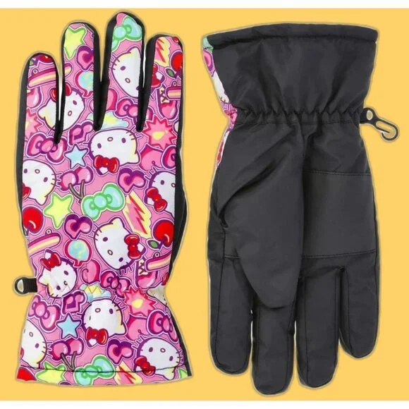 Hello Kitty Girls Winter Ski Gloves Water Resistant Insulated NWT S-M
