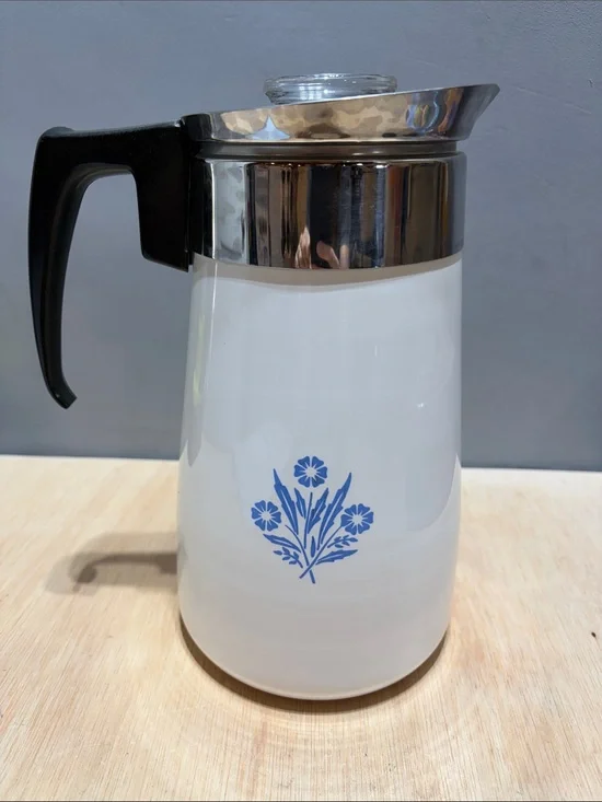 Vintage Corningware 9 Cup Percolater Blue Cornflower Pattern