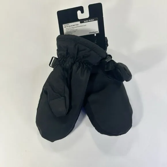 Hot Fingers Alpine Dry II Mittens Youth Lg (9-10) Black Insulated Waterproof NWT