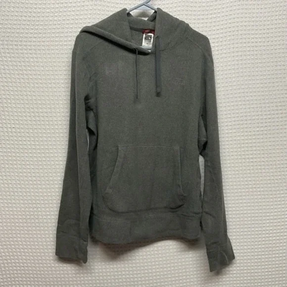 The North Face Gray Long Sleeve Hooded Pockets Fleece Hoodies Sweatshirt Men‎ M