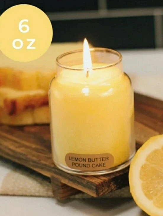 LEMON BUTTER POUND CAKE -A Cheerful Giver Baby Jar Single Wick Candle, 6 oz (2)