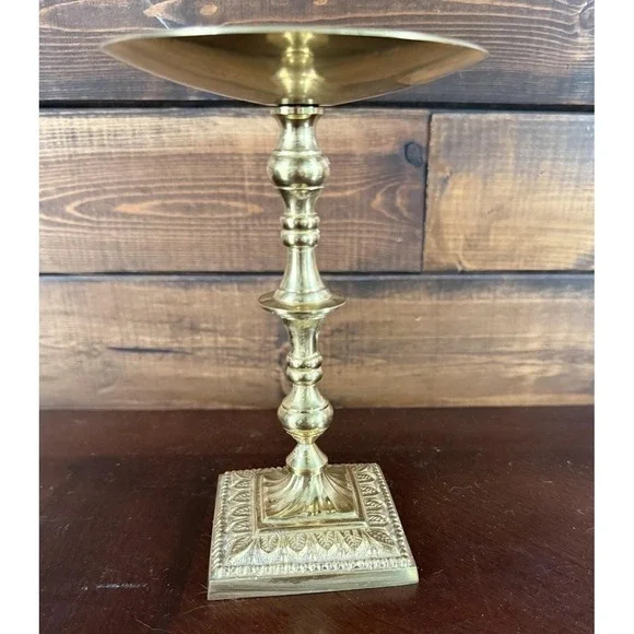 Vintage 1998 Classic Collection Victorian Pillar Candle Holder Brass Tone 6.5