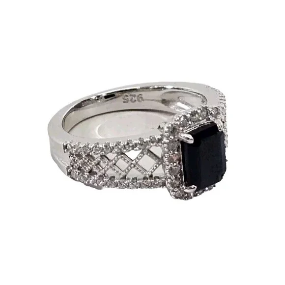 Size 8 Sterling‎ Silver .925 Natural Blue Sapphire 2.25CT Openwork Ring NEW