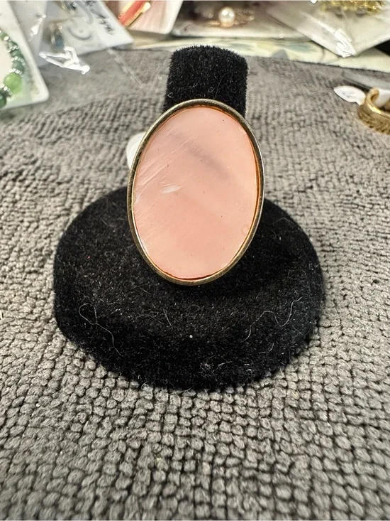 Elegant Pink Oval Statement Ring - Womens Jewelry size 7