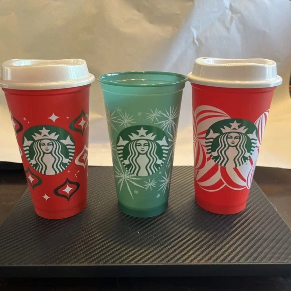 Three Used Starbucks Holiday‎ Christmas Reusable Cup ('23, '24)