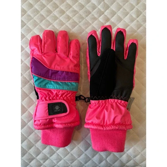 N'Ice Caps Kids Youth Neon Pink 3M Thinsulate Waterproof Winter Snow Gloves S/M