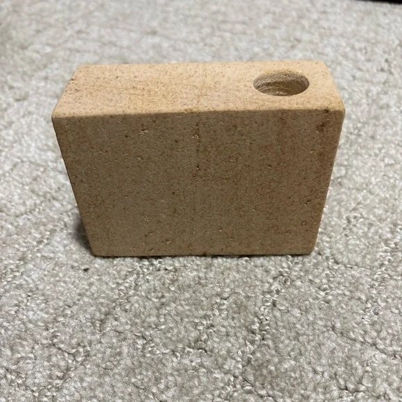 Indaba Cubic Candle Holder Sandstone 4x3x2”