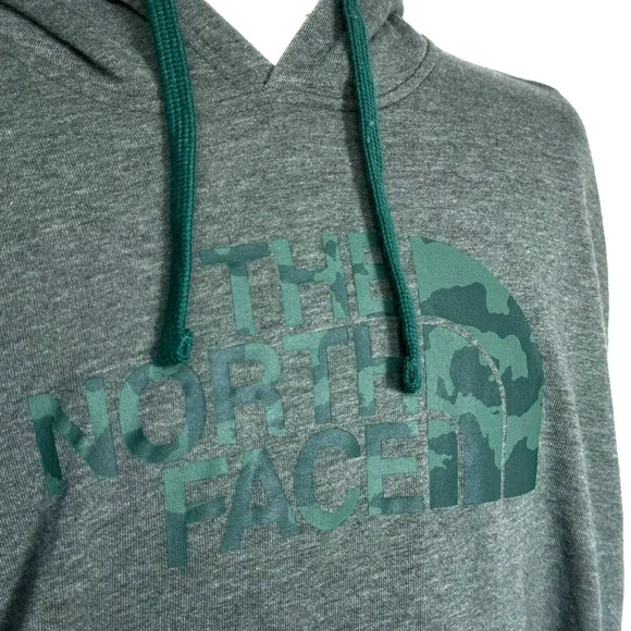 THE NORTH FACE Men's XXL Green Pullover Sweatshirt Hoodie Camo‎ Logo Pocket