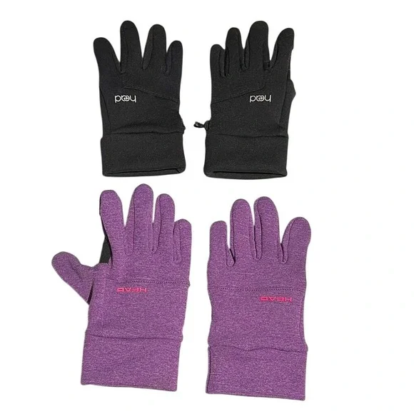 Head Black and Purple Children's Kids Touchscreen Gloves 2 Pairs EUC‎ Lg/Med