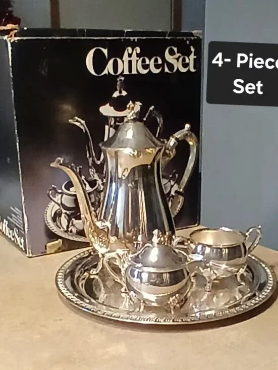 ♡Leonard Coffee (4 Piece) Set Silver Plated