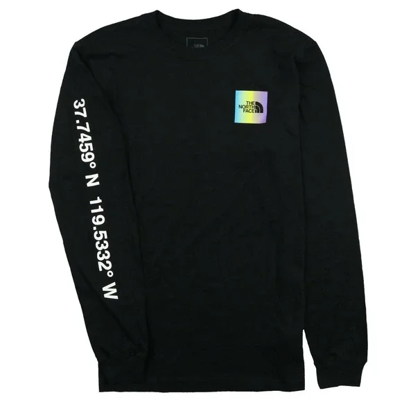 The North Face Distorted Half Dome Long Sleeve Shirt Black Purple NF0A5IVGJK3 S