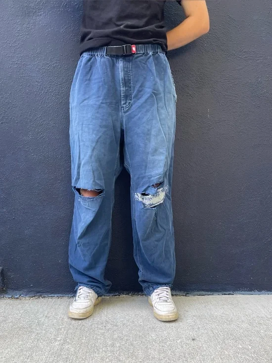 Baggy blue The North Face 100% cotton belted pants men’s large