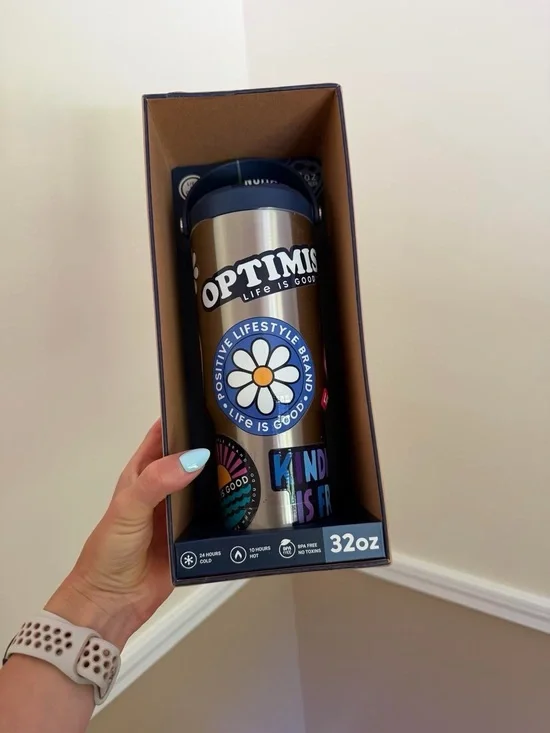 Life Is Good Brown & Blue Optimist 32oz Travel Tumbler