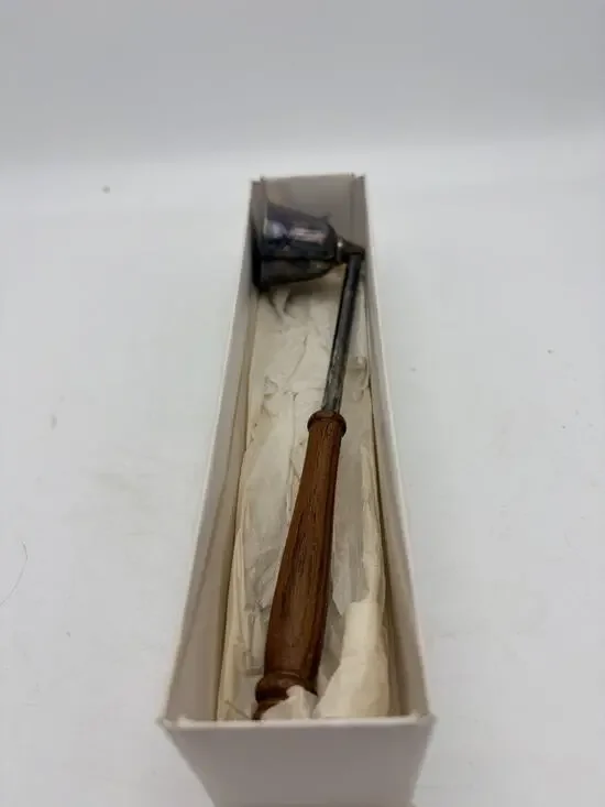 VTG SilverPlated Candle Snuffer Wooden Handled International Silver Co.