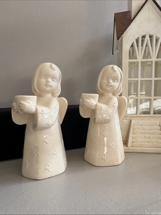 Vintage Erphila Angel Christmas Candle Holders Germany