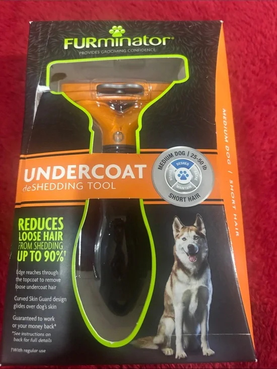 FURminator Orange and Black Undercoat deShedding Tool for Dogs medium dog