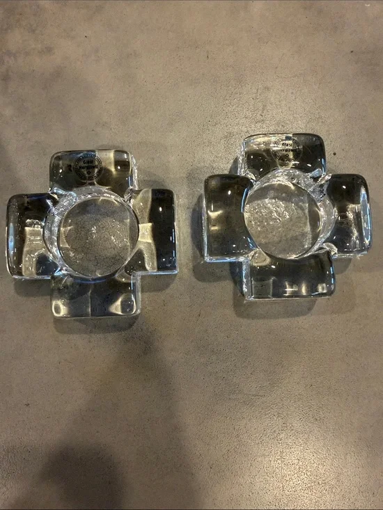 Glasi Hergiswell Vintage Glass Tealighy Candle Holders - Set of 2