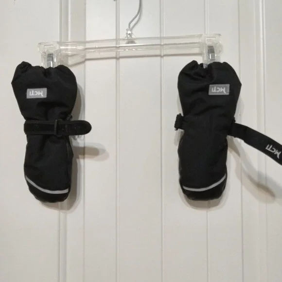 MCTI Kids Winter Mittens Black Fleece Lined‎ Waterproof Insulated KDS-19 XXXS