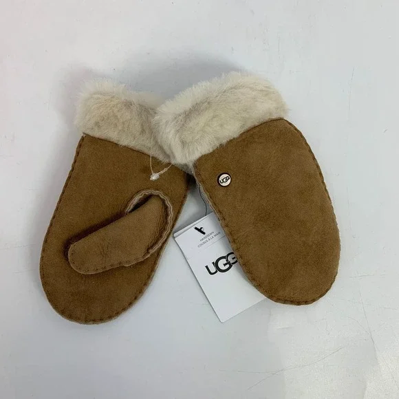 UGG Kids'‎ Chestnut Sheepskin Mittens Handsewn Mitten 4-6 YR Girls New