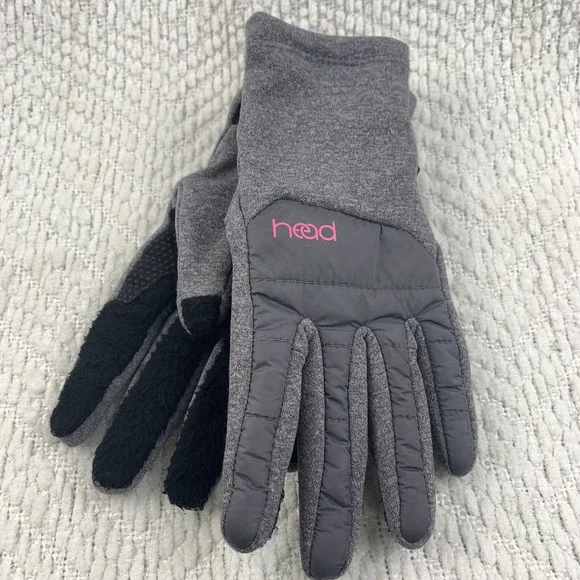 Head Junior Girl's Hybrid Gloves Grey Heather‎ Pink Touch Screen Compatible Kids