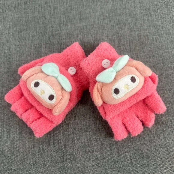 New! Kids Girls Cute My Melody Mittens Soft Delicate Material‎ Fingerless gloves