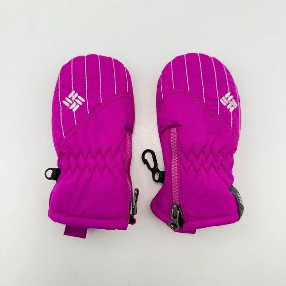 Columbia‎ Infant Pink Fuchsia Zip Mittens One Size Fleece Lined Snow Mitts