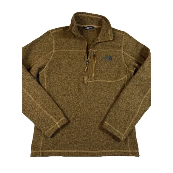 The North Face Gordons Lyons 1/4 Zip‎ Mens Small Brown Fleece Jacket Pullover