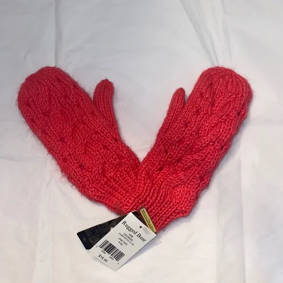 New Pink Knit Moon Shadow Mittens