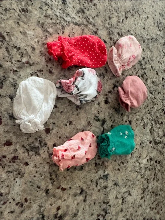 Baby girl scratch mittens Washed but not worn