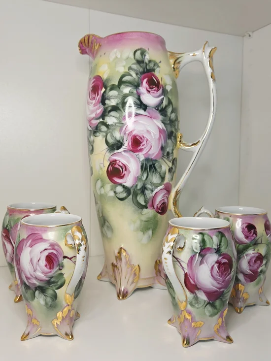 Antique Nippon Hand Painted Porcelain Cider Set - 14