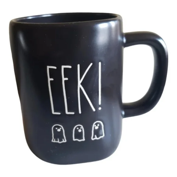 Rae Dunn Halloween Black “EEK!” Coffee Mug 