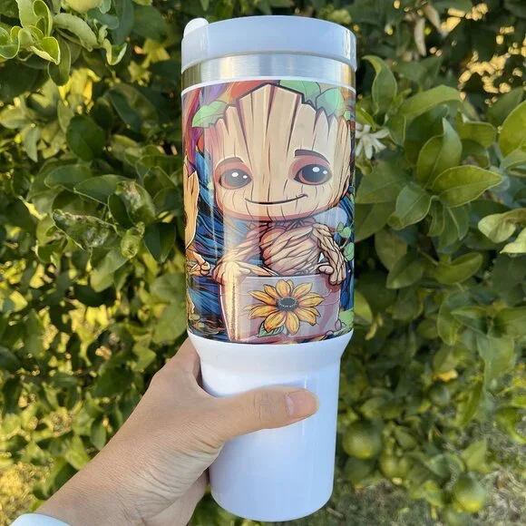 Disney Marvel I Am Groot 40 oz Tumbler/Water bottle/Mug with hand carry
