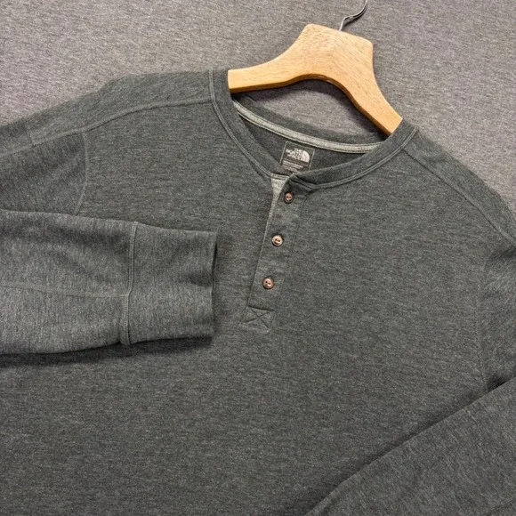 The North Face Mens‎ XL Henley Shirt Gray Long Sleeve FlashDry Heather outdoors