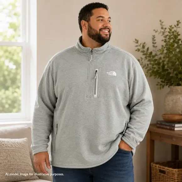 The North Face Sweatshirt Mens 3XL Gray 1/2 Zip Fleece Lined Pullover Pockets