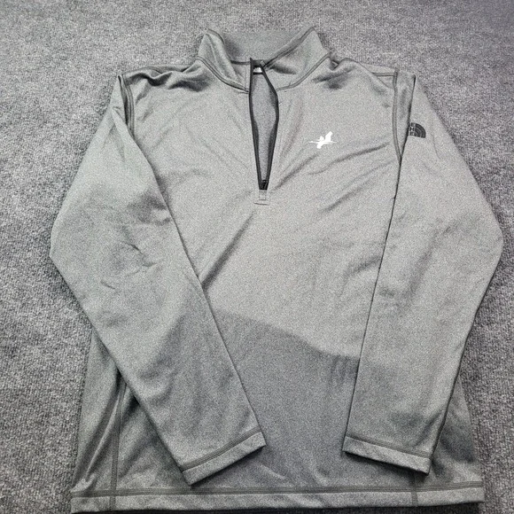 The North Face Mens‎ Gray Quarter Zip Pullover Bird Logo Size Medium