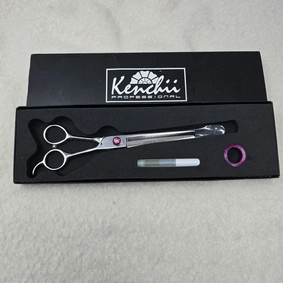 Kenchii Scorpion 46T Thinning Shears Professional Silver Purple Gem 46-Tooth